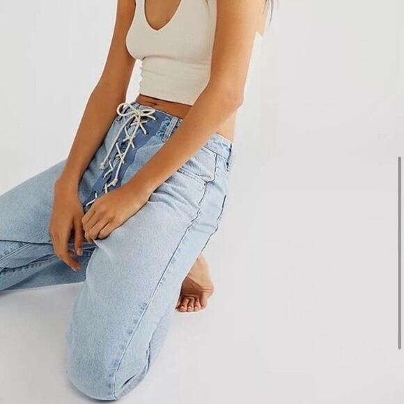 Free People x OneTeaspoon Laced Bandits Jeans Brand New Relaxed Straight Leg 26 - Picture 2 of 10